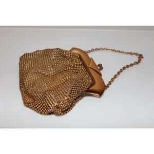 Vintage Whiting and Davis Gold Mesh Classic Handbag Purse 1940s Art Deco
